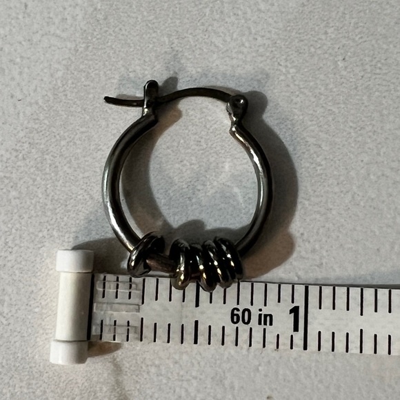 Elegant Gunmetal Silver Hoop Earrings - Picture 6 of 7